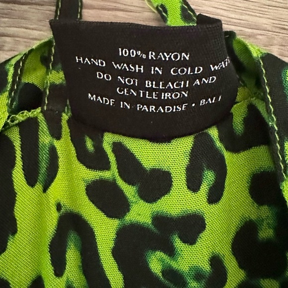 Style Park 1 Neon Green Animal Print Cheetah Kimono w/Pockets OS Bali Bohemian - Picture 10 of 11